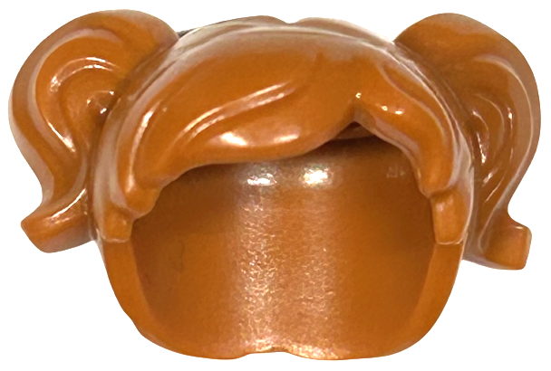 Minifigure, Hair Short, Parted with Two Pigtails, Hole for Pin on Top