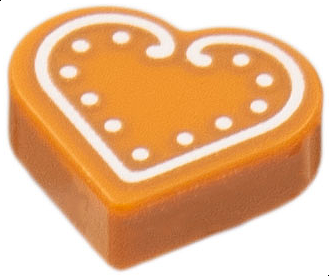 Tile, Round 1 x 1 Heart with White Cookie Icing Pattern