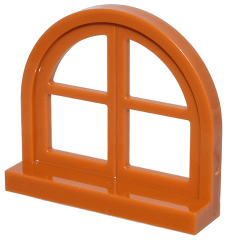 Window 1 x 4 x 3, Rounded Top with 4 Panes and Sill