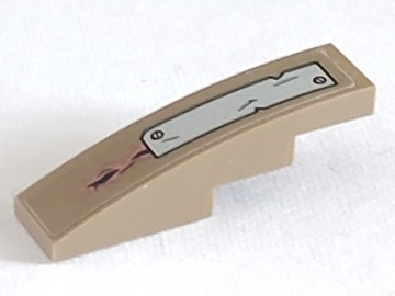 Slope, Curved 4 x 1 with Silver Plate and 2 Rivets Pattern (Sticker) - Set 76054