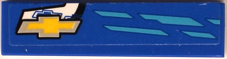 Tile 1 x 4 with Medium Azure Stripes and Yellow and Silver Chevrolet Logo Pattern Model Right Side (Sticker) - Set 75891