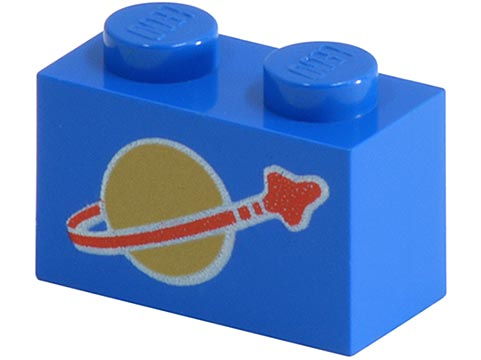 Brick 1 x 2 with Classic Space Logo Pattern