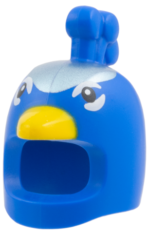 Minifigure, Headgear Head Cover, Costume Peacock with Metallic Blue Forehead, Yellow Beak, Black Eyes with White Markings Pattern