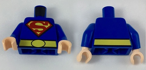 Torso Shirt with Red and Yellow Superman 'S' Logo and Wide Yellow Belt Pattern / Blue Arms / Light Nougat Hands