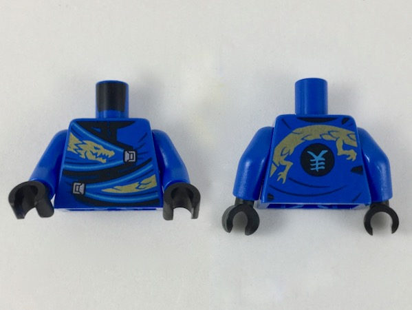 Torso Wrapped Robe with Gold Dragon Head and Tail, Silver Clasps Pattern / Blue Arms / Black Hands