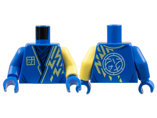 Torso Tunic, Dark Blue Scarf, Bright Light Yellow Lightning, Core Logo on Back Pattern / Bright Light Yellow Arm Left / Blue Arm Right / Blue Hands
