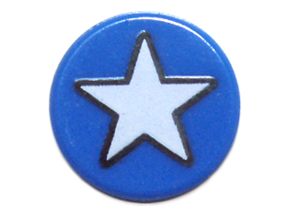 Tile, Round 1 x 1 with White Star Pattern