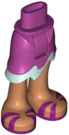 Mini Doll Hips and Asymmetric Layered Skirt Short, Light Aqua Ruffle, Magenta and Gold Sandals Pattern - Thick Hinge