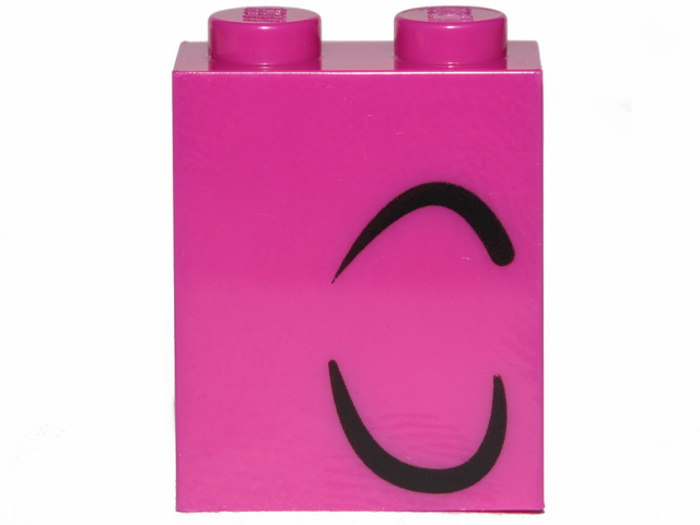 Brick 1 x 2 x 2 with Inside Stud Holder with 2 Curved Black Lines Right Pattern (Queen Watevra Wa'Nabi Eyebrow and Closed Eye)