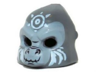 Minifigura, Copricapo Maschera Gorilla con Volto Grigio Azzurro Chiaro e Motivo Pittura Volto Sole Bianco