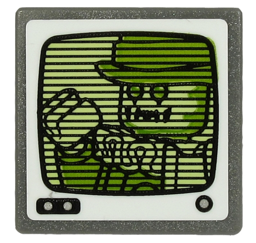 Cartello Stradale 2 x 2 Quadrato con Clip O Aperta con Pagliaccio Fantasma su Motivo Schermo Giallo Verdastro (Adesivo) - Set 70432