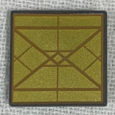 Road Sign 2 x 2 Square with Open O Clip with Diamond Gold Triangles Pattern