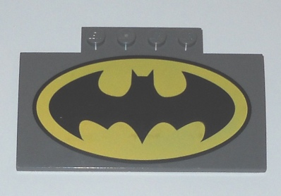 Slope, Curved 5 x 8 x 2/3 with 4 Studs with Batman Logo Pattern