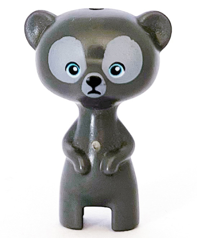 Bear, Brave, Baby Cub, Standing with Medium Azure Eyes, Black Nose and Light Bluish Gray Fur Pattern