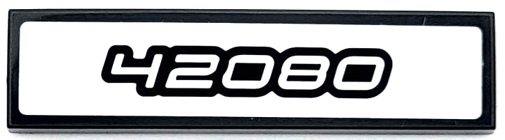 Tile 1 x 4 with Black and White '42080' Pattern (Sticker) - Set 42080