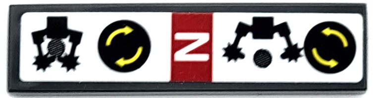 Tile 1 x 4 with Black and White Circular Saw Blade Operation Instructions, Capital Letter N in Red Rectangle and Yellow Curved Arrows Pattern Model Right Side (Sticker) - Set 42080