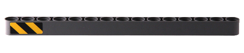 Technic, Liftarm Thick 1 x 15 with Black and Yellow Danger Stripes Pattern Model Left Side (Sticker) - Set 42098