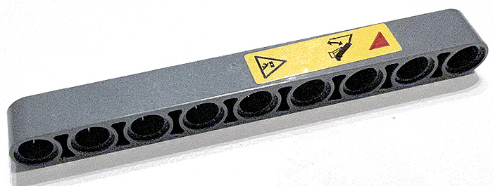 Technic, Liftarm Thick 1 x 9 with Red Triangle, Danger Sign and Black Crane Boom with Arrows on Yellow Background Pattern (Sticker) - Set 42097