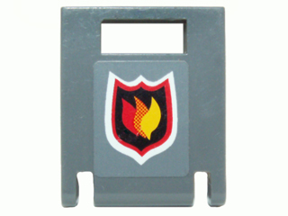 Container, Box 2 x 2 x 2 Door with Slot with City Fire Logo Badge on Dark Bluish Gray Background Pattern (Sticker) - Set 7942
