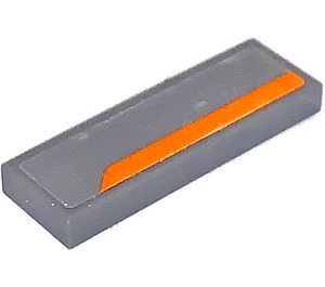 Tile 1 x 3 with Orange Stripe on Dark Bluish Gray Background Pattern Model Right Side (Sticker) - Set 75892