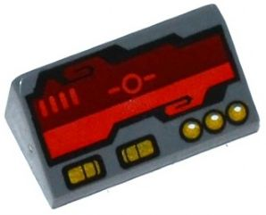 Slope 30 1 x 2 x 2/3 with Dark Red Horizon Screen and Gold Switches and Buttons Pattern