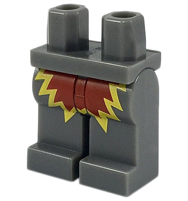 LEGO part Hips and Legs with Red and Yellow Explosion Pattern 970c00pb0806