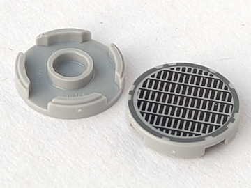 Tegel, Rond 2 x 2 met Studs-Houder Onderkant met Fijn Mazenwerk Roosterdeksel Patroon