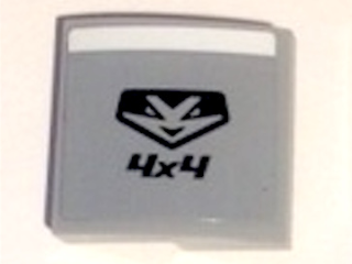 Slope, Curved 2 x 2 x 2/3 with White Stripe and '4x4' Pattern Model Right Side (Sticker) - Set 60148