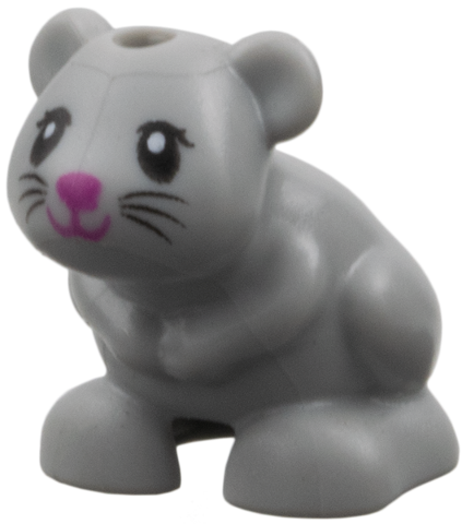 Hamster / Muis, Friends / Elves met Zwarte Ogen en Snorharen en Magenta Neus en Mond Patroon (Molly)