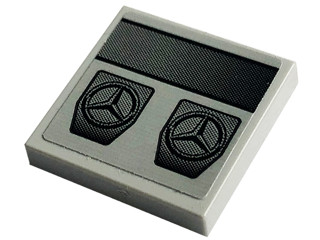 Tile 2 x 2 with Black Mercedes-Benz Logos and Stripe Pattern (Sticker) - Set 42129