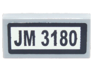 Tile 1 x 2 with Black 'JM 3180' Pattern on White Background (Sticker) - Set 3180