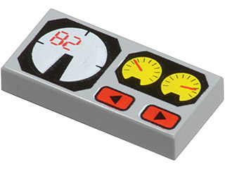 Tile 1 x 2 with Red 82, Yellow and White Gauges Pattern