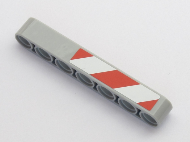 Technic, Liftarm Thick 1 x 7 with Red and 2 White Danger Stripes Pattern Model Left Side (Sticker) - Set 42043