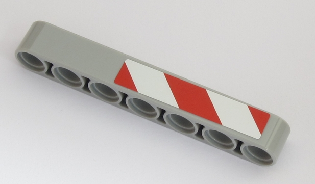Technic, Liftarm Thick 1 x 7 with Red and 2 White Danger Stripes Pattern Model Right Side (Sticker) - Set 42043