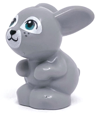 Bunny / Rabbit, Friends, Sitting with Dark Turquoise Eyes, Black Nose and Mouth, and White Muzzle Pattern