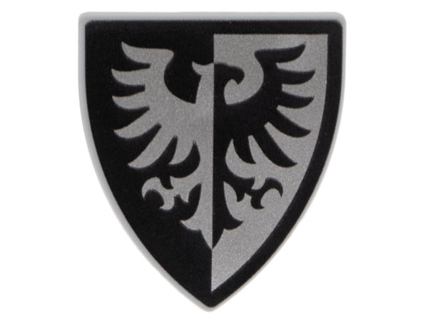 LEGO part Minifigure, Shield Triangular  with Black and Silver Falcon with Black Border Pattern 3846pb055