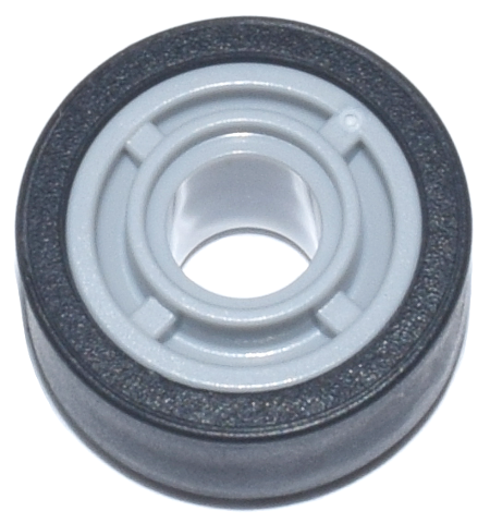 Wheel 11mm D. x 8mm with Center Groove with Black Tire 14mm D. x 6mm Solid Smooth (42610 / 50945)