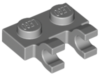 LEGO part Plate, Modified 1 x 2 with 2 U Clips (Horizontal Grip) 60470a