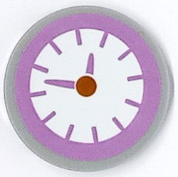 Tile, Round 3 x 3 with Clock with Medium Lavender Hands and Border Pattern (Sticker) - Set 41682