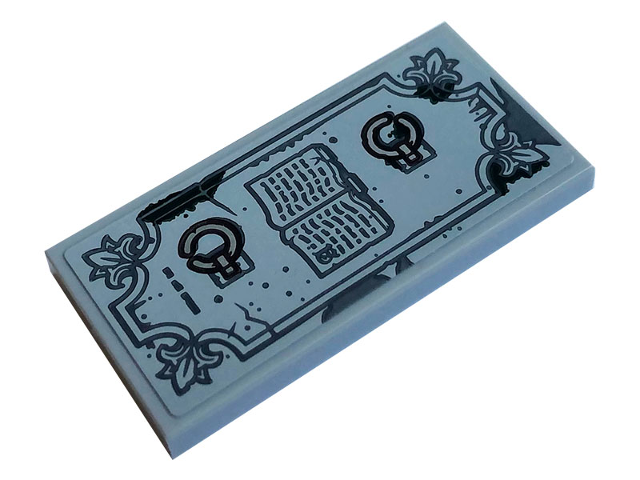 Tile 2 x 4 with Book and Grave Pattern (Sticker) - Set 70420