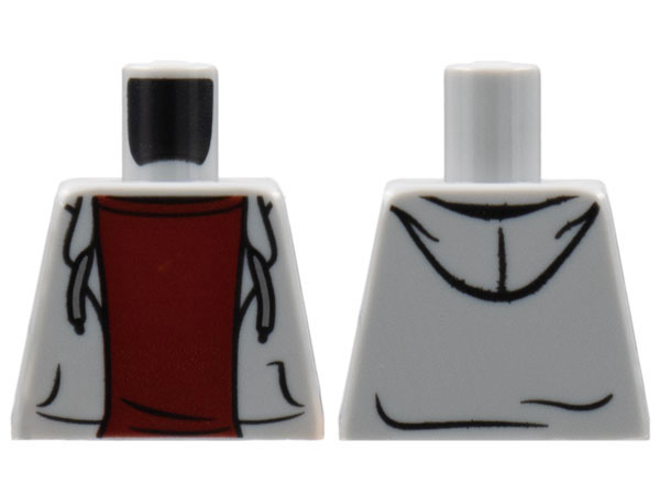 Torso Hooded Sweatshirt Open with Drawstrings over Dark Red Top Pattern