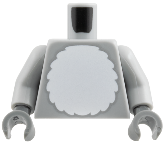 LEGO part Torso White Round Fur Belly Pattern / Light Bluish Gray Arms / Dark Bluish Gray Hands 973pb6444c01
