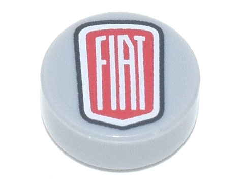 Tile, Round 1 x 1 with FIAT Logo Pattern