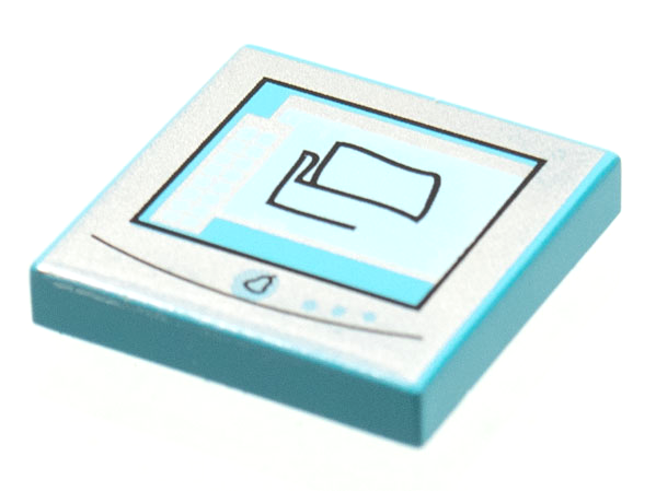 Tile 2 x 2 with Silver Computer Monitor with Black Pear Logo Pattern