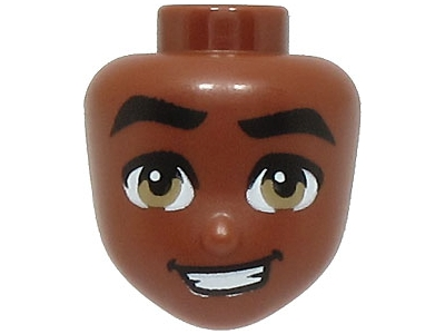 Mini Doll, Head Friends Male with Thick Black Eyebrows, Dark Tan Eyes, and Open Mouth with Teeth Pattern