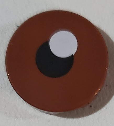 Piastrella Rotonda 2 x 2 con Supporto Bottone Inferiore con Pupilla Nera e Motivo Luccichio Bianco
