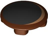 Plate, Round 2 x 2 with Rounded Bottom with Black Circle with Medium Nougat Crescent Pattern (Rocket Raccoon Eye)