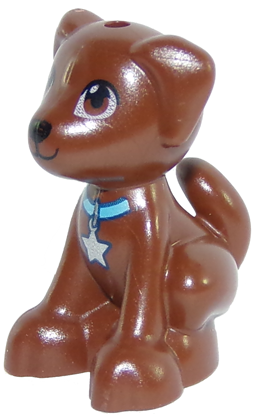 Dog, Friends, Puppy, Sitting with Black Nose and Medium Azure Collar with Silver Star Tag Pattern (Dash / Scout)