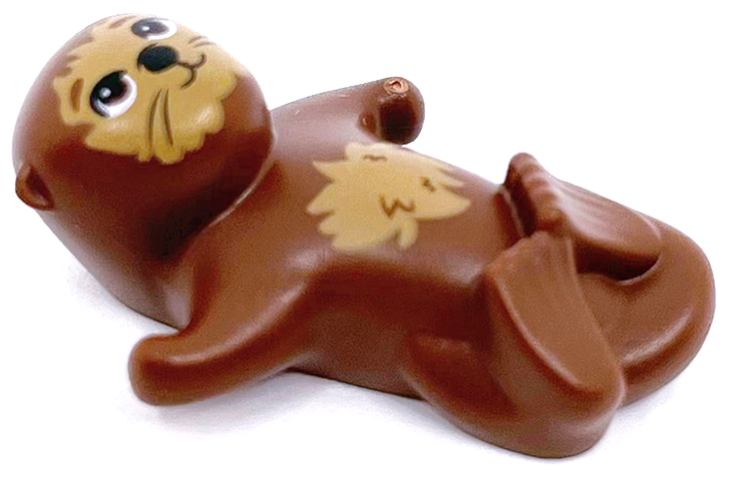 Sea Otter, Friends, Lying on Back with Black Nose and Medium Nougat Fur Pattern