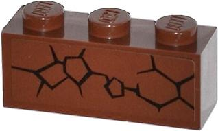 Brick 1 x 3 with Cracks Type 1 Pattern Model Left Side (Sticker) - Set 70502